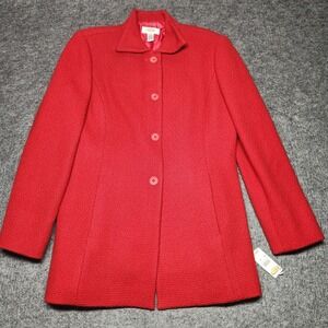 Talbots Red Button Down Wool Jacket Lined 4 NWT Office Career Business Dressy